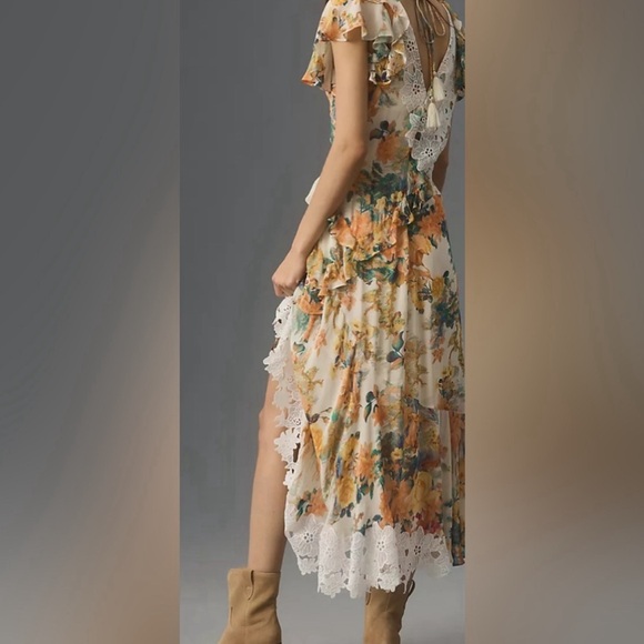 ANTHROPOLOGIE “V-NECK RUFFLE LACE SLIP DRESS *NWT $258.00 *SIZE 14 - Picture 2 of 12